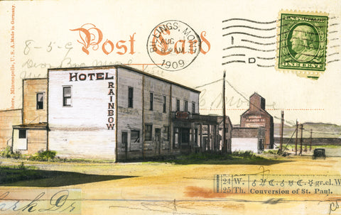 1930s Hotel Row, 4" x 6" framed to 5x7 (Montana)