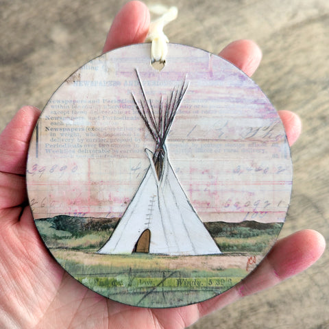 Plains Tipi Ornament/Wall Art, 4"