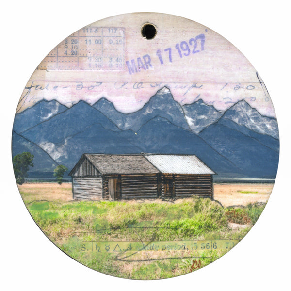 Mountain Barn Ornament/Wall Art, 4"