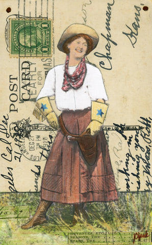 Cowgirl Annie, 4" x 6" framed to 5x7