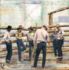 Corral Rails and Cowboy Tales, 20" x 20" Framed