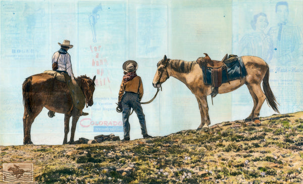 Couples Trail Ride, 12" x 18" Framed