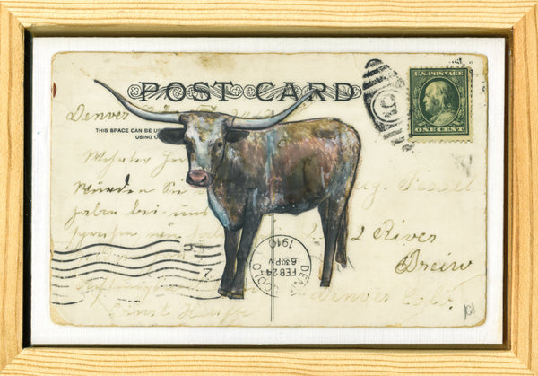 Longhorn PC #3, 4" x 6" framed to 5x7