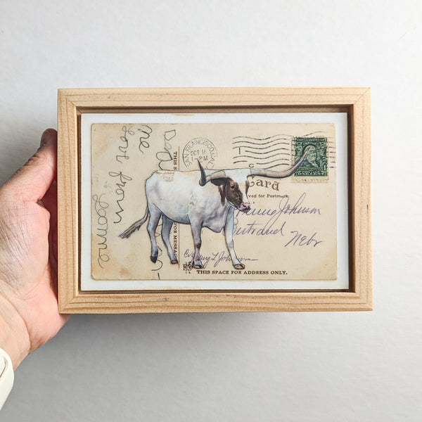 Longhorn Post V, 4" x 6" framed to 5x7