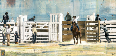 Outta the Chute, 12" x 24" Framed