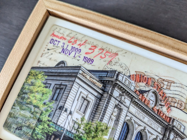 Union Station Postcard, 4" x 6" framed to 5x7