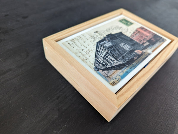 Wooden Boxcars Postcard, 4" x 6" framed to 5x7