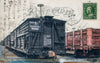Wooden Boxcars Postcard, 4" x 6" framed to 5x7