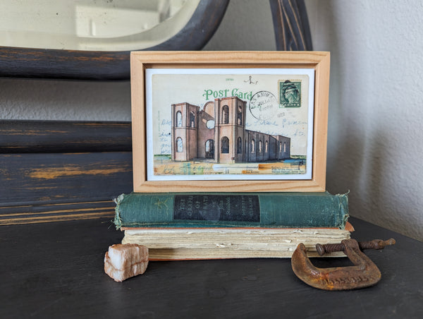 Shell of a Church Postcard, 4" x 6" framed to 5x7