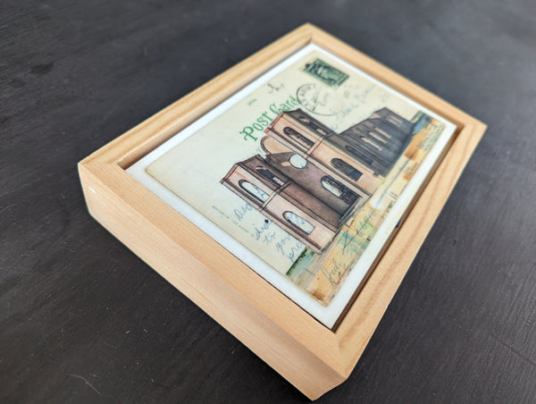 Shell of a Church Postcard, 4" x 6" framed to 5x7