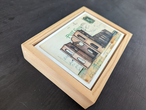 Shell of a Church Postcard, 4" x 6" framed to 5x7