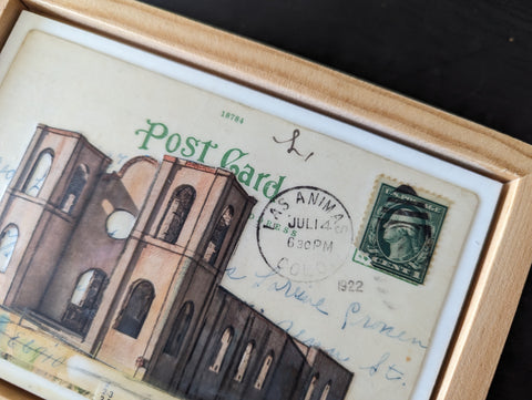 Shell of a Church Postcard, 4" x 6" framed to 5x7