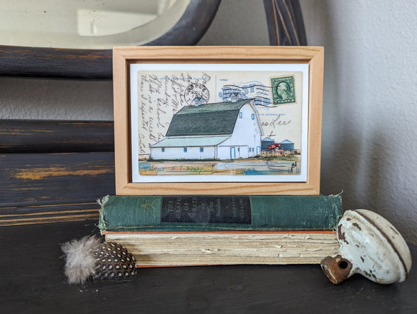 White Barn Postcard, 4" x 6" framed to 5x7