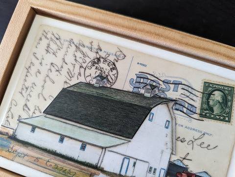 White Barn Postcard, 4" x 6" framed to 5x7