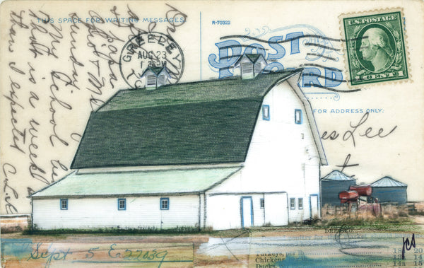 White Barn Postcard, 4" x 6" framed to 5x7