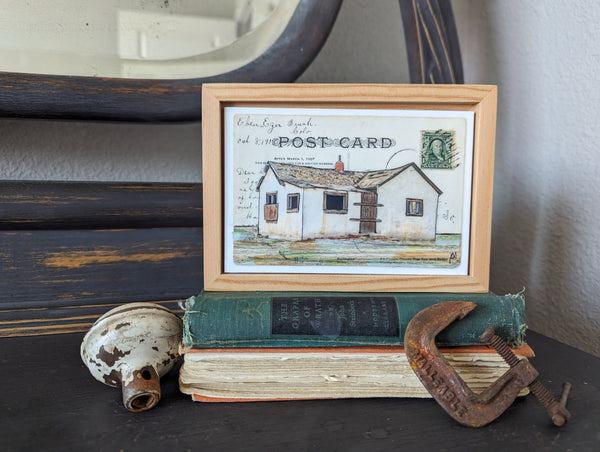 Boarded up Postcard, 4" x 6" framed to 5x7