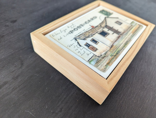 Boarded up Postcard, 4" x 6" framed to 5x7