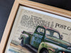 Green Truck Postcard, 4" x 6" framed to 5x7