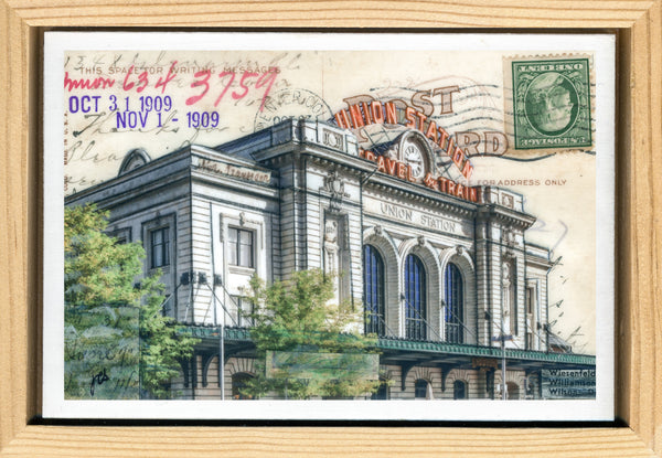 Union Station Postcard, 4" x 6" framed to 5x7
