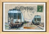 2 Blue Caboose Postcard, 4" x 6" framed to 5x7