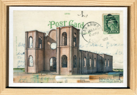 Shell of a Church Postcard, 4" x 6" framed to 5x7