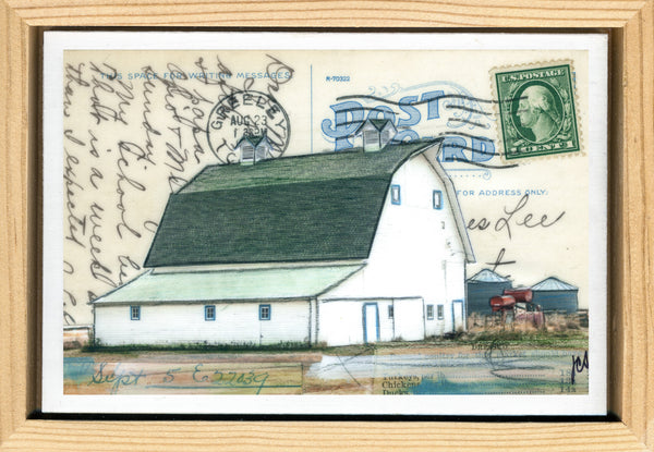 White Barn Postcard, 4" x 6" framed to 5x7