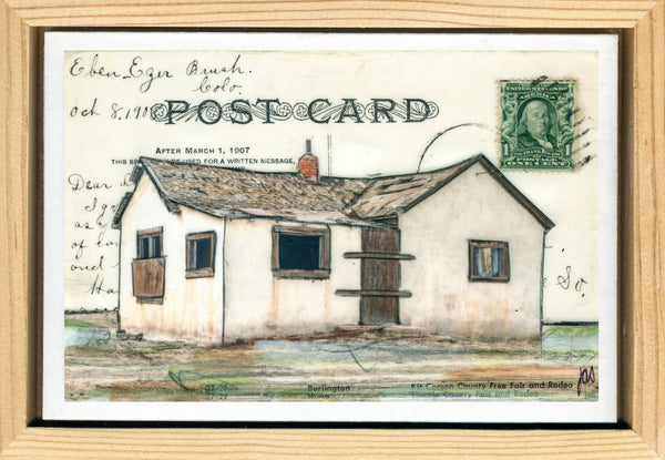 Boarded up Postcard, 4" x 6" framed to 5x7
