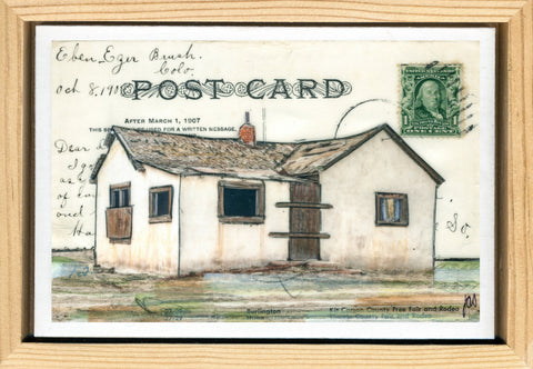 Boarded up Postcard, 4" x 6" framed to 5x7