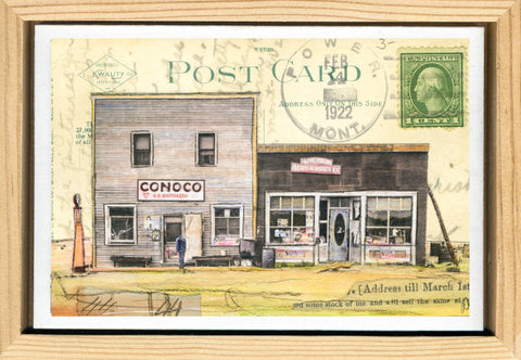1930s Merc & Gas, 4" x 6" framed to 5x7