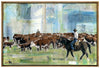 Pushin' Cattle, 12" x 18" Framed