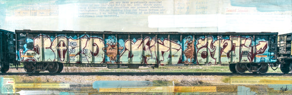 Tagged Coal Car, 6" x 18"