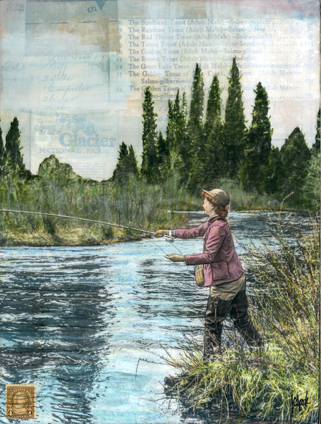 Vintage Fly Fishing VIII, 12" x 9"