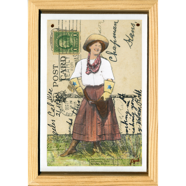 Cowgirl Annie, 4" x 6" framed to 5x7