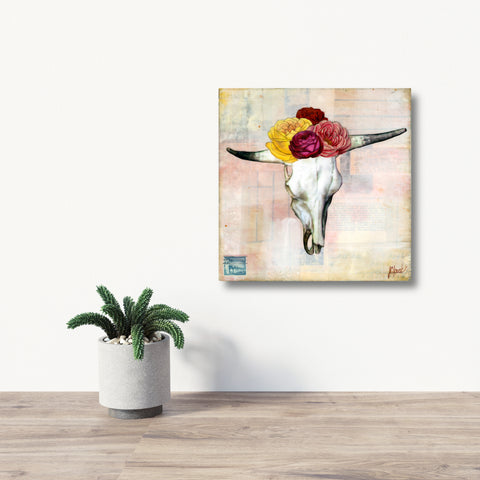 Floral Skull I, 8" x 8"