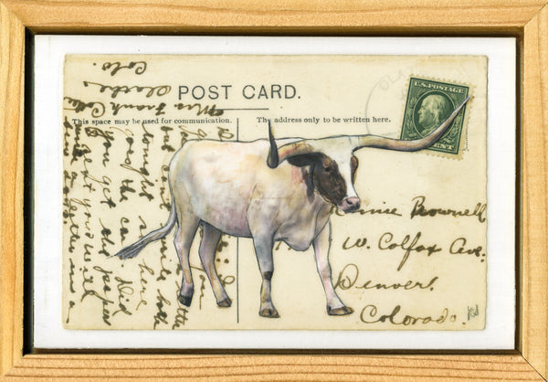 PC Longhorn #4, 4" x 6" framed to 5x7