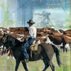 Pushin' Cattle, 12" x 18" Framed