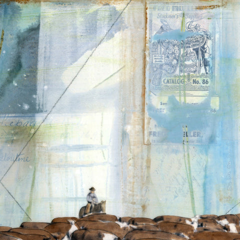 Pushin' Cattle, 12" x 18" Framed