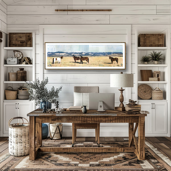 Wild on the Ranch, 12" x 36" Framed