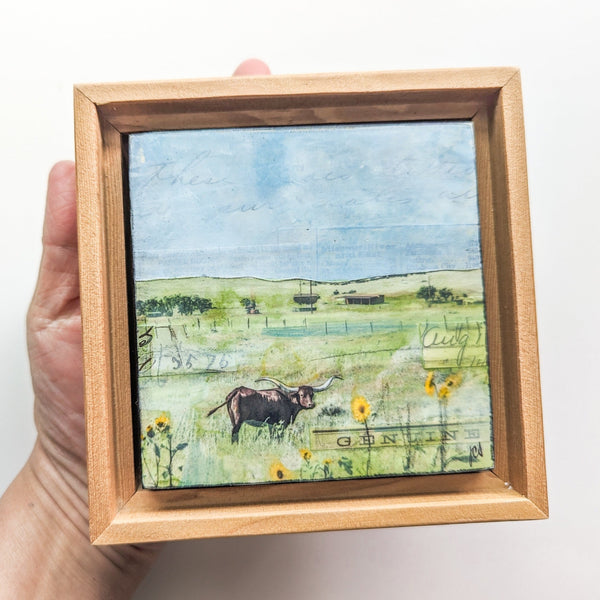 Longhorn Petals, 4" x 4" framed to 5x5