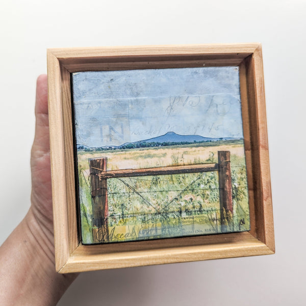 Barbed Wire, 4" x 4" framed to 5x5
