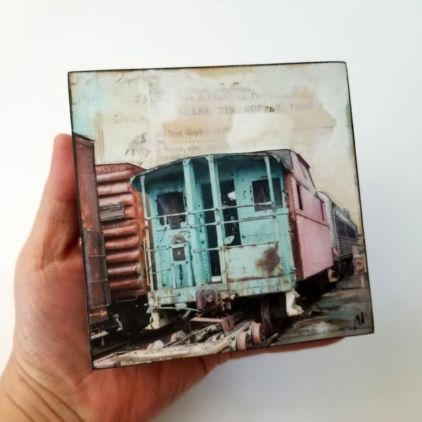 Mixed Caboose, 4" x 4"