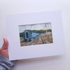 Train Study II, 4x6 original matted to 8x10