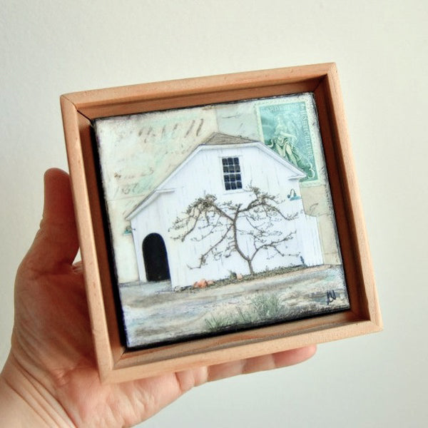 Garden Barn III, 4" x 4" (framed)