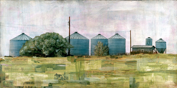Grain Bins of July, 12" x 24"