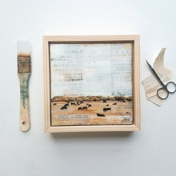Grazing II, 6" x 6" (Framed)