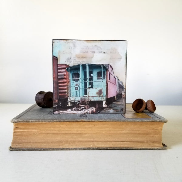 Mixed Caboose, 4" x 4"