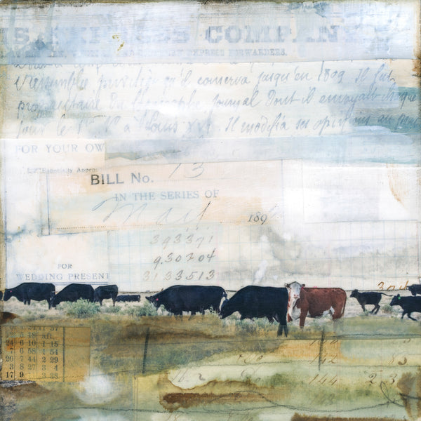 Wary Bovine, 6" x 6" (Framed)