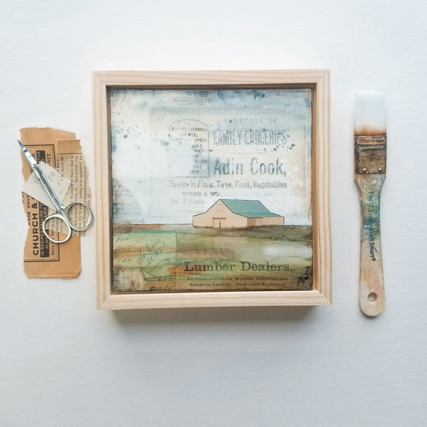 Yellow Barn II, 6" x 6" (Framed)