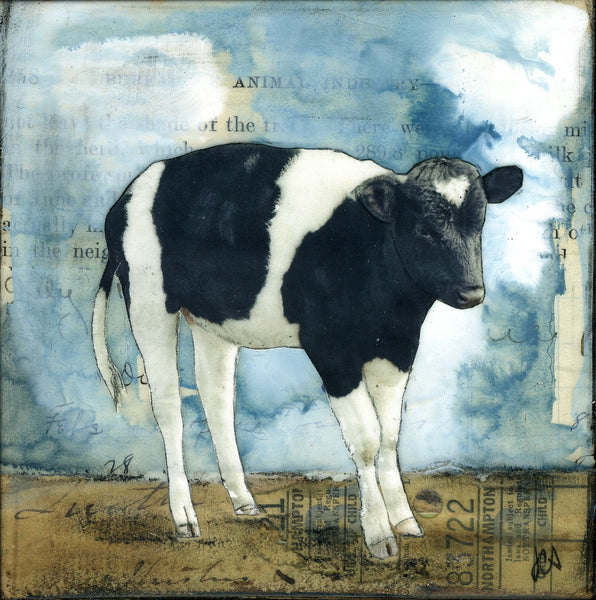 Sweet Cow, 4" x 4" (Framed)