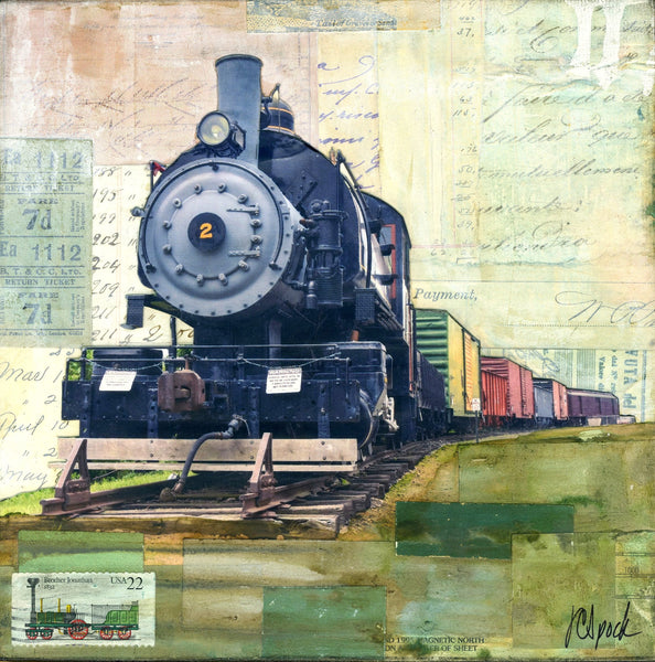 Rainbow Locomotive, 8" x 8" - J.C. Spock
